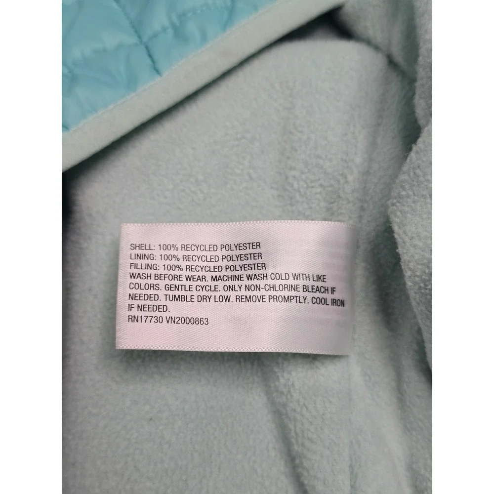 Cat & Jack Blue Puffer Quilt Fleece Lined Hoodie Full Zip Girls Youth Jacket XL